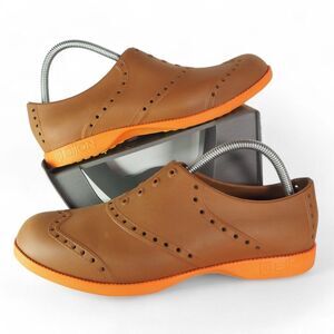Biion Wingtip Spikeless Golf Shoes Brown / Orange Men's 8 Women's 10